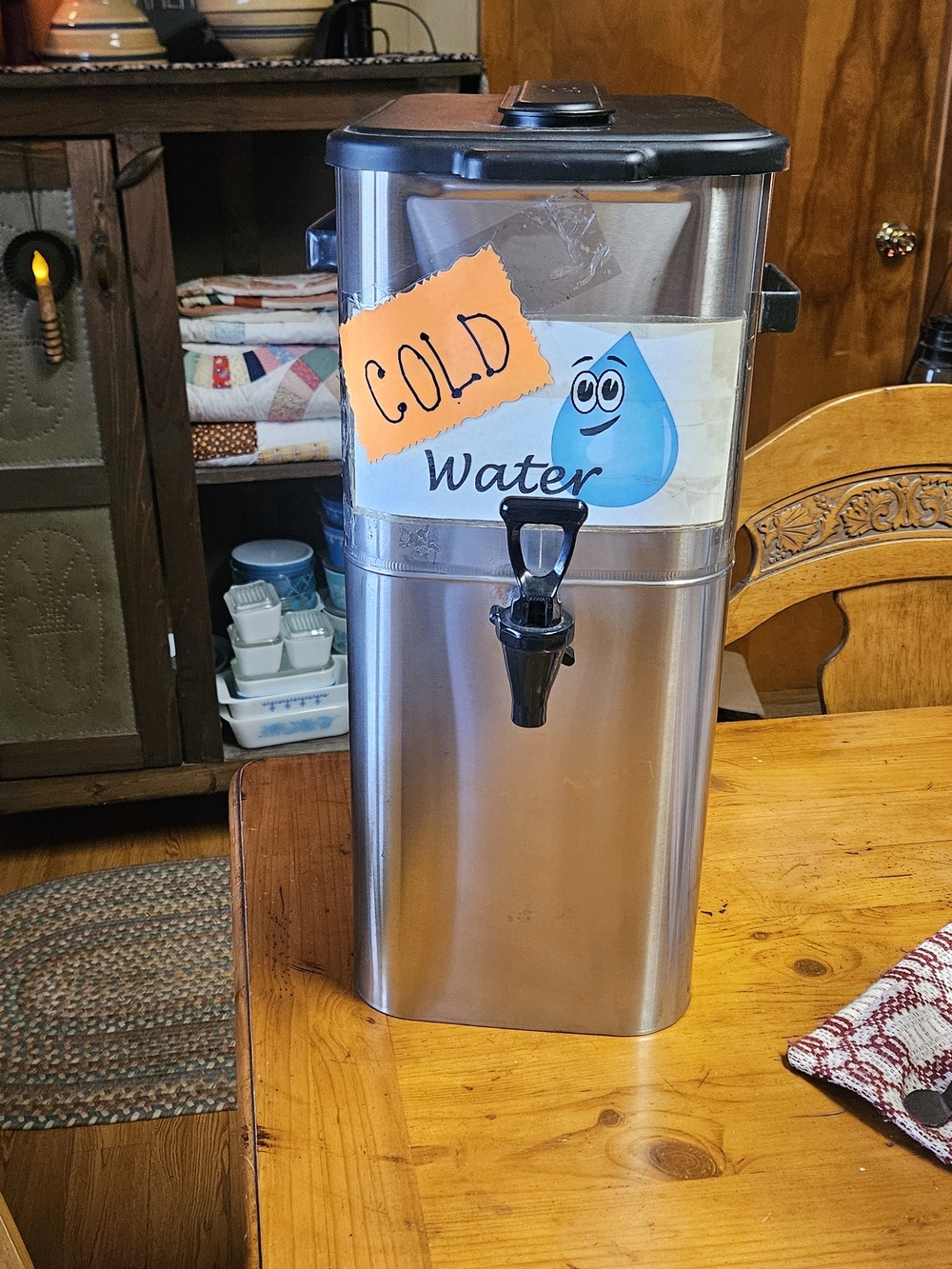 Stainless Steel Cold Water Dispenser - Black & Silver